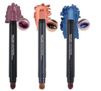 Waterproof Dual-Ended Eyeshadow Sticks For Smokey And Shimmer Eye Looks - Creamy Crayon Formula With Integrated Blending Brush In Three Vibrant Shades For Longlasting Smudgeproof Makeup