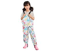 Waterproof Dungarees for Kids Fishing Chest Waders Boys Girls Water Proof Romper with Boots Mud Dirty Proof Trousers for Toddler with Adjustable Suspenders for 2-11 Years (A-White, 8-9 Years)