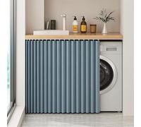Waterproof Dustproof Curtains for Open Spaces - Linen Self-Adhesive Cabinet & Shelf Curtains Kitchen Blackout Blue W80cm/H200cm - Perfect for Shelves & Closets