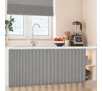 Waterproof Dustproof Sliding Closet Room Divider with Blackout, Self-Adhesive Gray Linen for Open Shelves, 80cm x 120cm - Perfect for Privacy and Style