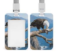 Waterproof Eagle Combs Feathers Id Badge Holders with Breakaway Lanyard, Heavy Duty Work Card Holder, Clear Vertical, Name Tag Holder for Nurse/Teacher/Doctor/Officer/Staff