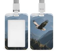 Waterproof Eagles Fly in The Valley Id Badge Holders with Breakaway Lanyard, Heavy Duty Work Card Holder, Clear Vertical, Name Tag Holder for Nurse/Teacher/Doctor/Officer/Staff