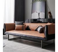 Waterproof Eco-Leather Couch Cover, Non-Slip Sofa Protector for Dogs & Cats, Fits 1-4 Seater, Brown, 90x160cm, Armrest & Backrest Protect