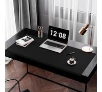 Waterproof Edge-Locked Desk Pad, Large Leather Extended Mouse Pad with Edge Protector, Office Table Laptop Keyboard Mat for Work Typing (Black,100x50cm)