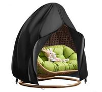 Waterproof Egg Chair Cover 230x200cm for Double Hanging Swing Rattan Outdoor Furniture Protector Dust-Proof All-Season Black Grey With Storage Bag(Black)