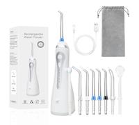 Waterproof Electric Waterflosser Flossing Water Dental Flosser Teeth Pick Portable Cordless Oral Irrigator 300ML Rechargeable Travel Irrigation Cleaner IPX7 4Tips 5Modes Machine for Teeth Cleaning