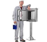 Waterproof Electrical Junction Box with Viewing Window, Floor-standing Power Supply Cable Enclosure with Double Doors for Outdoor, Garage, and Solar Energy Applications