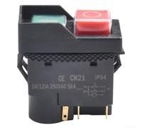 Waterproof Electromagnetic Push Button Safety Switch, 1PCS 5 Pins AC250V/16A, Bipolar Cutting Function, for Machine Tools and Garden Machinery