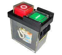 Waterproof Electromagnetic Pushbutton Switches Industrial Control Box Self-Locking Push Button Switch for Bench Drill Mincer AC250V 6A KJD6 5E4, Black