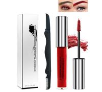 Waterproof Eyebrow Gel for Long-Lasting Mascara, Semi-Permanent Liquid Tinted Eyebrow Gel Makeup with Brush Set, Sweat-Proof, Volume Eyebrow Glue Mascara for Women, 09 Red