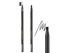 Waterproof Eyebrow Pencil 2 Pack Wooden - Microblading Brow Pen with Sharpener, Smudge Proof Fine Tip for Natural Looking Brows, Black