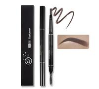 Waterproof Eyebrow Pencil & Spoolie Brush Combo for Precise Strokes, Natural Shaping & Fine Lines - Ultra Slim Dark Brown Brow Pen for Everyday Makeup, All-Day Wear & Grooming