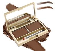 Waterproof Eyebrow Pomade In Dual Light And Dark Coffee Shades - Smudgeproof Sweatproof Creamy Texture With Mirror Compact And Dual-Ended Brush For Natural Ombre Or Bold Eyebrow Looks Suitable