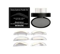 Waterproof Eyebrow Stamp Kit With Smudge-Proof Powder & Stencil，Grey Black