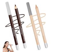 Waterproof Eyeliner Pencil,Non-Smudge Wooden Kohl Eyeliner, Silky Smooth Sharpenable Eye Pencil for All Eye Shapes (BEIGE+BROWN)