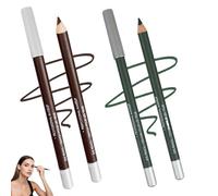 Waterproof Eyeliner Pencil,Non-Smudge Wooden Kohl Eyeliner, Silky Smooth Sharpenable Eye Pencil for All Eye Shapes (BROWN+GREEN)