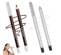 Waterproof Eyeliner Pencil,Non-Smudge Wooden Kohl Eyeliner, Silky Smooth Sharpenable Eye Pencil for All Eye Shapes (BROWN+WHITE)