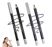 Waterproof Eyeliner Pencil,Non-Smudge Wooden Kohl Eyeliner, Silky Smooth Sharpenable Eye Pencil for All Eye Shapes (BLACK+BLUE)