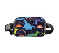 Waterproof Fanny Pack Waist Bag with Adjustable Strap Fashionable Crossbody Passport Bag Colorful Cartoon Dinosaur Women Men for Travel Gym Work, Colorful Cartoon Dinosaur, One Size