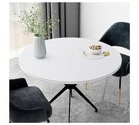 Waterproof Faux Leather Round Tablecloth - Wipeable Vinyl Table Protector for Dining Room & Coffee Tables, Heat Resistant, 135 cm, Elegant White Design