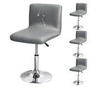 Waterproof Faux Leather Square Bar Stool Covers, Slipcovers for Short Backed Barstools Bar Stool Covers Set of 2 4 6 Pet Protector Dark Gray 4 pcs