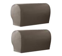 Waterproof Faux Pu Leather Arm Covers,Anti-Stain Couch Arm Caps,Set of 2 | Elastic Furniture Armrest Protector for Sofas Chairs Recliners, Taupe
