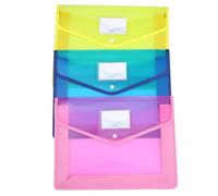 Waterproof File Pouch with Snap Button A4 3pcs for Office Papers | PVC Design, Side Gusset Expansion, Sealed Edges, Briefcase Fit, for Students, Teachers, Passports