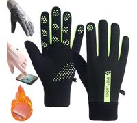 Waterproof Finger Touch Screen Non-Slip Cold Resistant Gloves, Winter Windproof Warm Gloves for Outdoor Cold Weather Cycling Running Driving Hiking Full Finger Mittens for Men Women (Green (Woman))