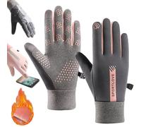 Waterproof Finger Touch Screen Non-Slip Cold Resistant Gloves, Winter Windproof Warm Gloves for Outdoor Cold Weather Cycling Running Driving Hiking Full Finger Mittens for Men Women (Gray (Woman))