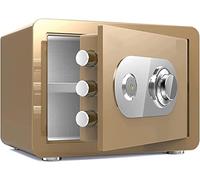 Waterproof Fireproof Anti-Theft Steel Safe Small Cabinet Storage Box Mechanical Combination Lock for Home Office Cash Use Storag,Gold