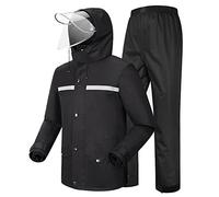 Waterproof Fishing Rain Suit for Men, Adults Splits Reusable Rain Coat Jacket Lightweight Breathable Rainwear for Outdoors, Running, Walking (Jacket + Trousers) (Color : Black, Size : 4XL)