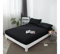 Waterproof Fitted Bed Sheet with Elastic Band Anti-slip Mattress Cover Soft Breathable Mattress Protector Queen/King/Twin/Full,Black,80x200x30cm