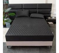 Waterproof Fitted Sheet 200x220 cm 30 cm Deep Black Soft & Breathable Washable Perfect for Double Bed t & Protect Ideal Bed Cover
