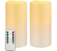 Waterproof Flameless Battery Operated Candles,2Pack Realistic Remote Control Flickering LED Candle,Electric Pillar Candle with 24Hours Cycle Timer for Wedding Party Christmas Halloween Decorations