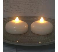 Waterproof Flameless Floating Candle Battery Operated Flickering Electric Led Light with Timer, Warm White Tealight Home Outdoor Decor for Wedding, Pool, Party, SPA, Centerpiece, Engagement 2 Pack