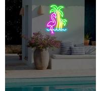 Waterproof Flamingo Palm Tree Neon Sign, Outdoor Oasis Sign, Pool Bar Decor, Poolside Paradise Sign, Tropical Neon Sign, Flamingo Decor