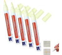 Waterproof Floor Ceramic Tile Marker,Grout Pen White Tile Paint Marker,No Faded for Home Ceramic Tile Marker Off-White,Restore Grout Lines Paint in Bathrooms & Kitchens (Beige Yellow*5pcs)