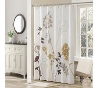 Waterproof Floral Shower Curtain Brown Cream Leaves Print Polyester Fabric Ivory Decor 150x180cm (59x71inch) Modern Bathroom Accessories Elegant Design