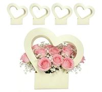 Waterproof Flower Bag, Portable Foldable Bouquet Holder, 5 Piece Heart Shaped Bag with Sturdy Material, Flower Carrier with Lightweight Design, Bouquet Holder, Gift Accessory for Girls Wife