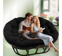 Waterproof Fluffy Double Chair Cushion for Wicker Egg Chair Oversized 2Person Recliner Lounger Cushion Perfect for Balcony Backyard Porch & Bedroom