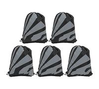 Waterproof Foldable Drawstring Gym Bag 5Pcs Beach Swimming Pocket Set Black Striped Oxford Cloth