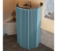 Waterproof Foldable Linen Shower Curtain Set with Adjustable Rods 4-Section Wet & Dry Separation Stylish 180 x 200 cm Bathroom Curtain for Modern Homes