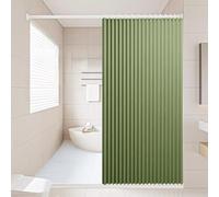 Waterproof Foldable Magnetic Shower Curtain with Hooks Durable Polyester Linen Wet and Dry Separation Green 300x200cmPerfect for Bathroom Decor and Privacy
