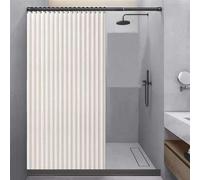 Waterproof Foldable Shower Curtain with Weights AntiMold & Splashproof Linen Texture Magnet Hooks Beige 100x200 cm Perfect for Modern Bathrooms