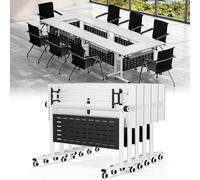 Waterproof Folding Conference Table Set - 8 Pack Wooden Meeting & Seminar Tables, Perfect for Training, Events & Worhops (47" L x 16" W x 30" H)