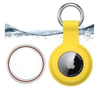 Waterproof for Apple Air Tag Secure Holder with Key Ring, Durable Scratch-Resistant AirTag Case, Protective AirTag Keychain Accessory for Keys, Pets, Luggage, Backpacks, and More (Yellow)