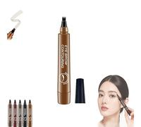 Waterproof Four Tip Beard and Eyebrow Pen,Unsex 4 Points Multi Use Eyebrow Pen,Smudge-Proof Liquid Brow Pencil for Natural Hair-Like Strokes Long Lasting,3D Micro-Fork 4-Tip Microblading BrowPen (#2)