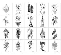 Waterproof, Fresh And Cute Tattoo Designs, Colorful, Black And White Creative Patterns, Unisex Disposable Transfer Stickers 105 * 60mm A071