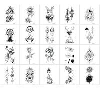 Waterproof, Fresh And Cute Tattoo Designs, Colorful, Black And White Creative Patterns, Unisex Disposable Transfer Stickers 105 * 60mm A072