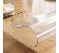 Waterproof Frosted Table Cover Protector 130x210cm - Wipeable PVC Table Mat 1mm Thick Easy to Cut Perfect for Dining Room & Dressing Tables Protection
